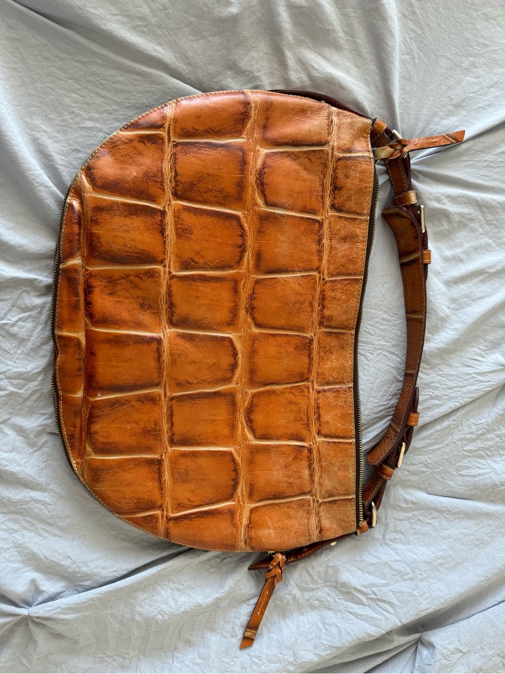 Vintage Dooney and Burke Croc-Embossed Leather Shoulder Bag - Picture 2 of 5